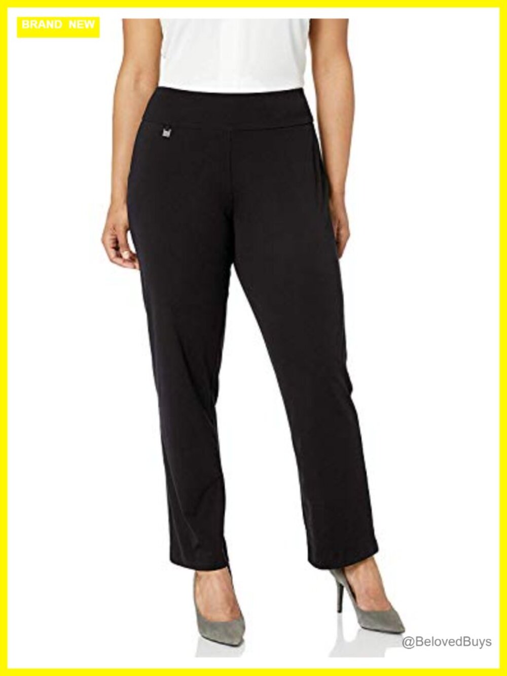 Pull On Flare Leg Knit Pants Tummy Control Slimming Stretch Women